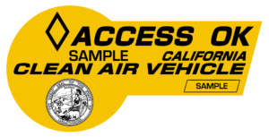 Clean Air Vehicle Sticker valid until September 30, 2025